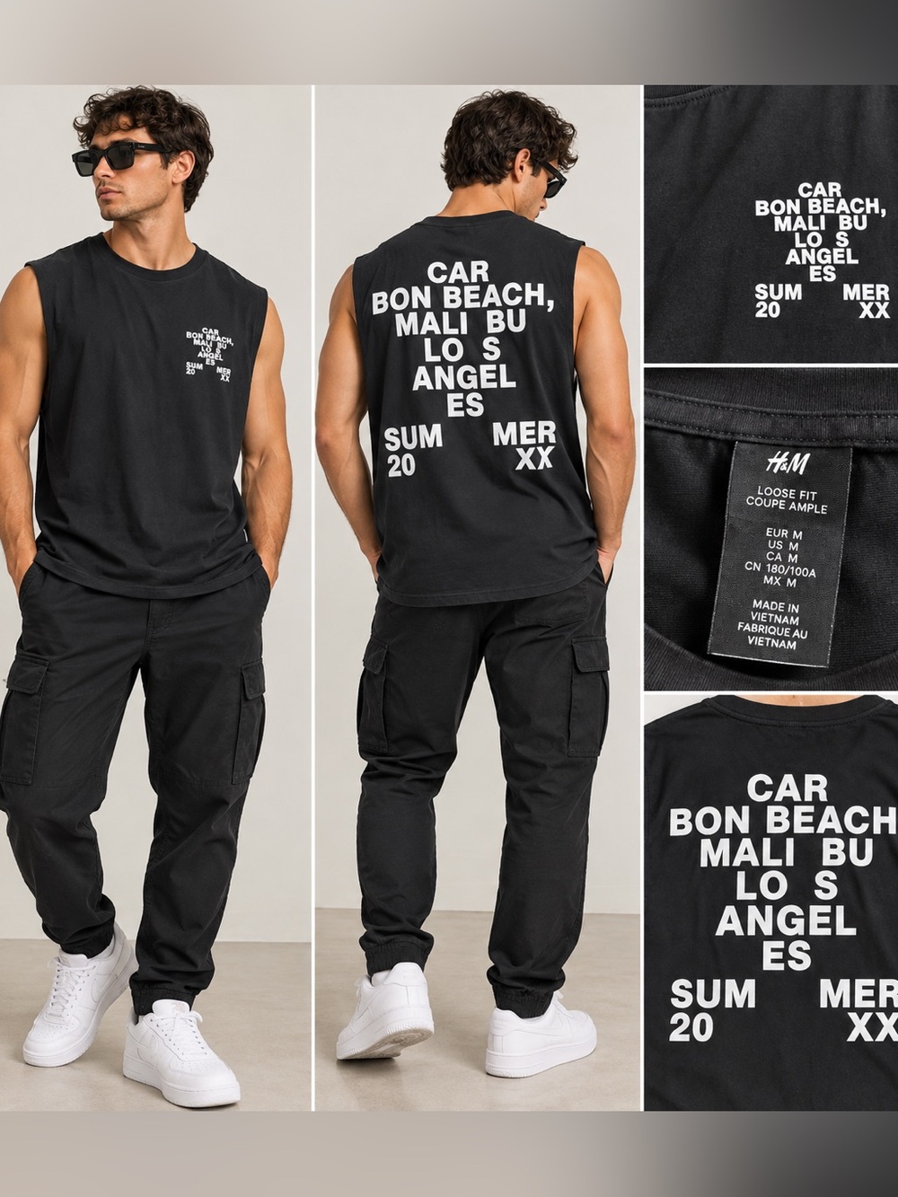 H&M Black Cargo Pants with Utility Pockets
